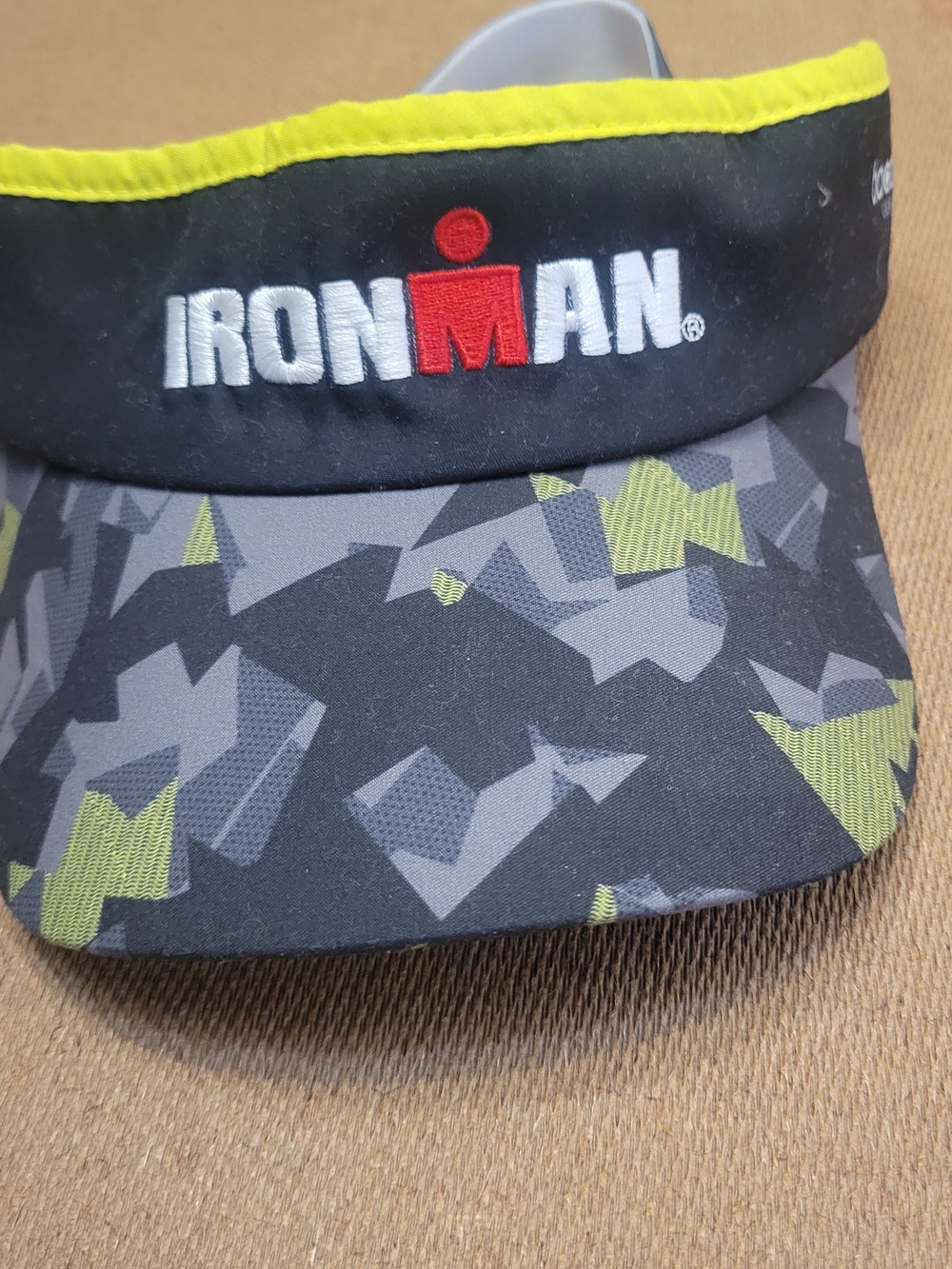 Ironman RunningbVisor in Black with Yellow And Green Trim